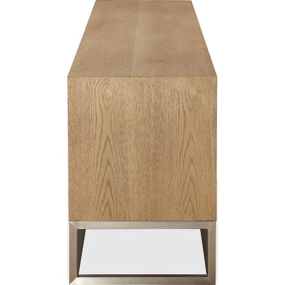 Ondine TV Console in Brushed Stainless Steel and Bisque