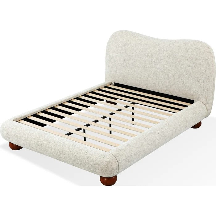 Afia Chenille Upholstered Wood Leg Platform Bed