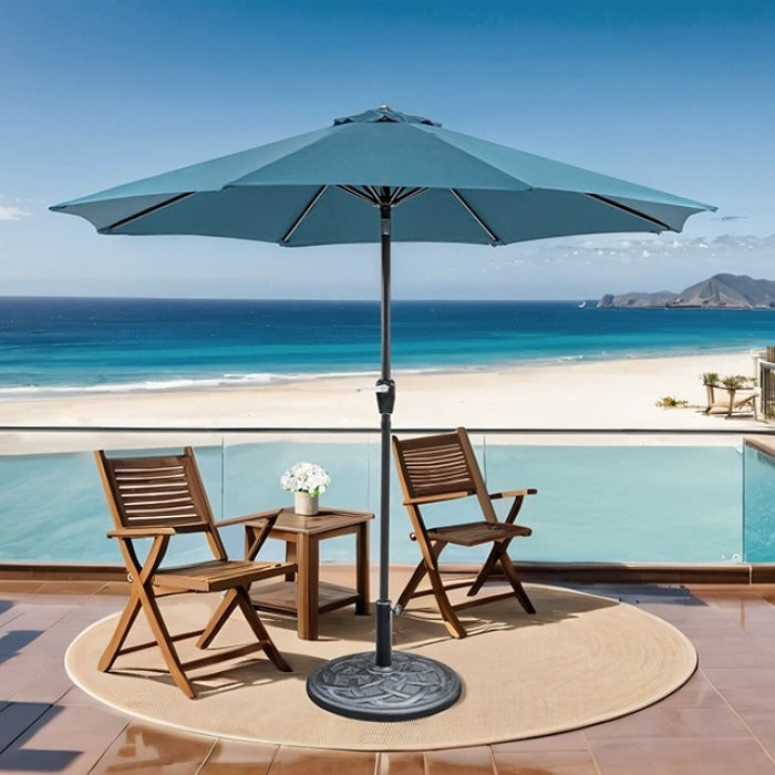 Solia 9' Outdoor Umbrella w/ Auto Tilt + 21" Round Base