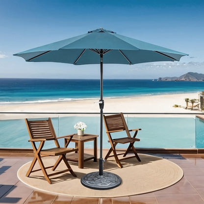 Solia 9' Outdoor Umbrella w/ Auto Tilt + 21" Round Base