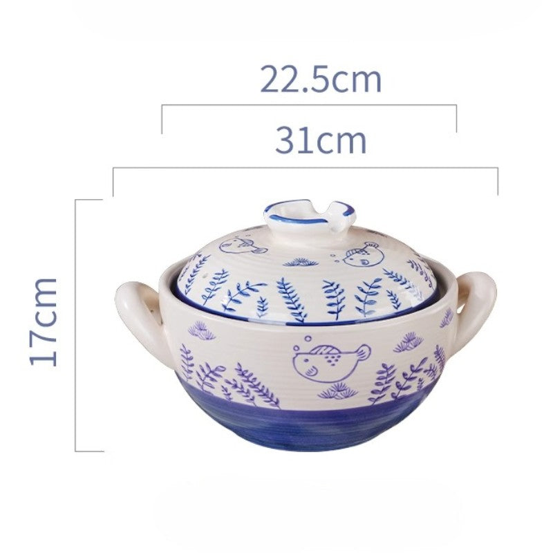 Marine Pattern Ceramic Pot