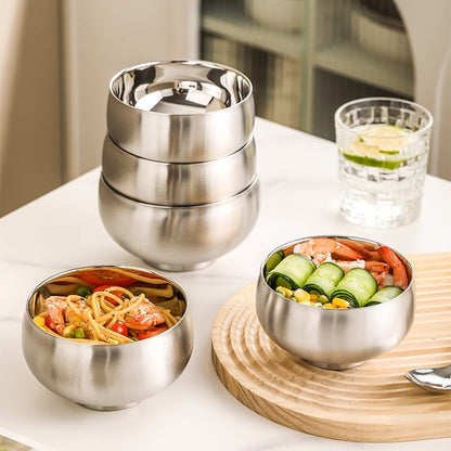 304 Stainless Steel Double-Layer Bowl Set