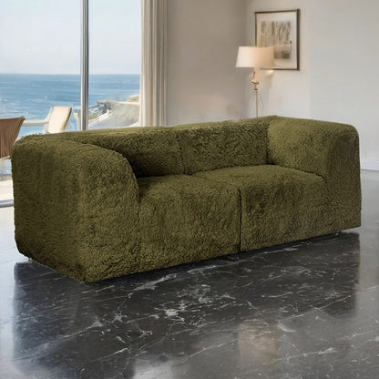 Nappo Fluffy Loveseat - Olive Green