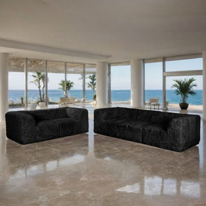 Nappo Fluffy Loveseat - Black