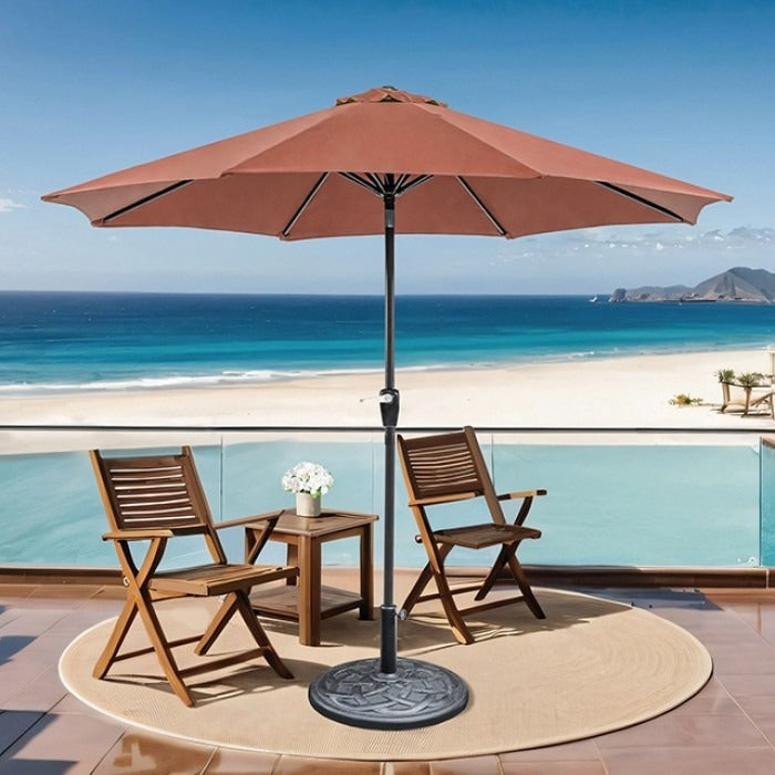 Solia 9' Outdoor Umbrella w/ Auto Tilt + 21" Round Base