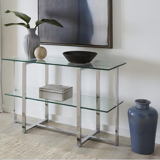 Amalio Glass Shelf Sideboard