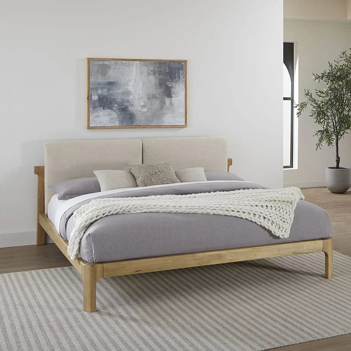 Furan Upholstered Two Cushion Platform Bed
