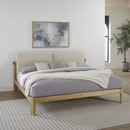 Furan Upholstered Two Cushion Platform Bed