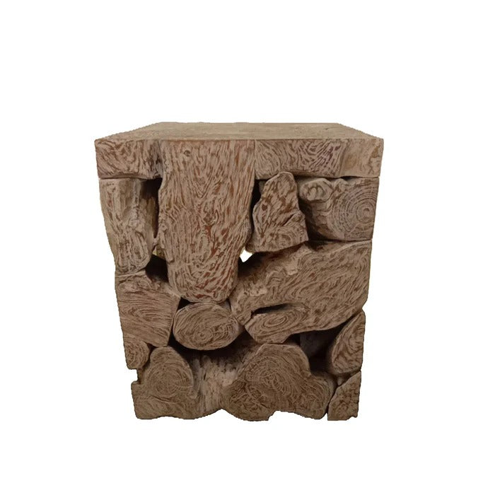 Ondine Square Teak Slice End Table