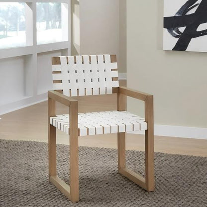 Ondine Woven Leather Dining Arm Chair