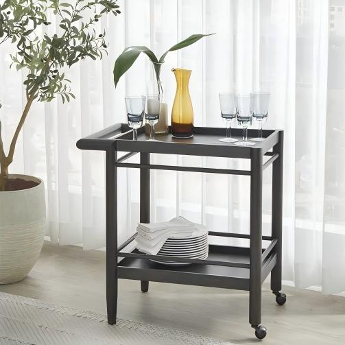 Rockford Two Shelf Rolling Bar Cart