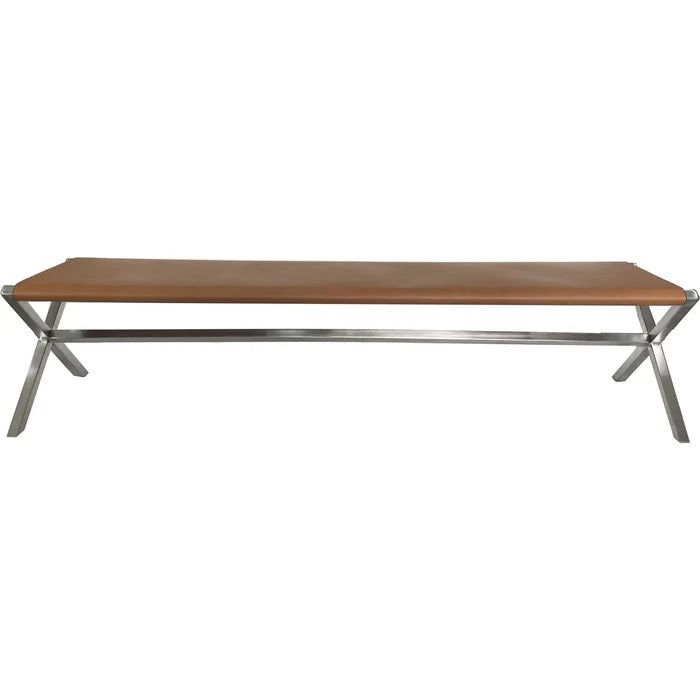 Ondine Director's Style Leather Dining Bench