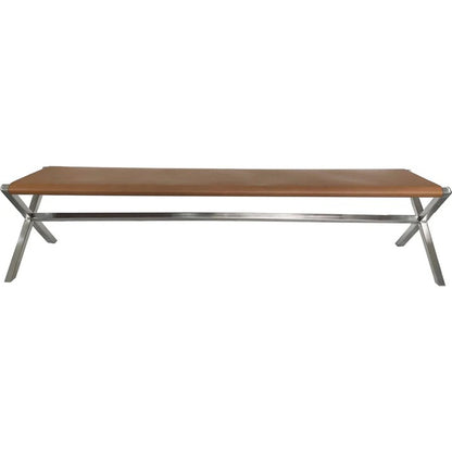 Ondine Director's Style Leather Dining Bench