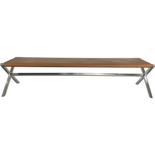 Ondine Director's Style Leather Dining Bench