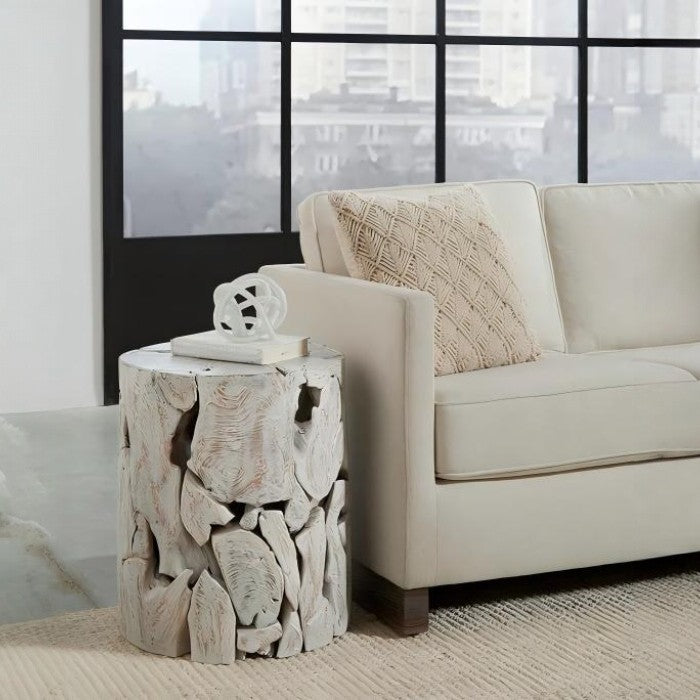 Ondine Round Teak Slice End Table