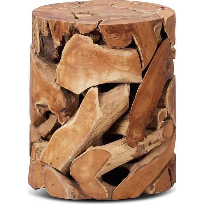 Ondine Round Teak Slice End Table