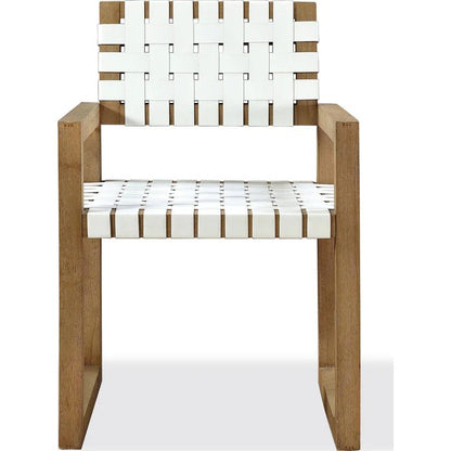 Ondine Woven Leather Dining Arm Chair