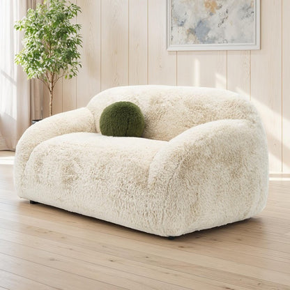 Dawna Fluffy Loveseat - Beige