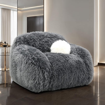 Dawna Fluffy Swivel Single Sofa - Gray