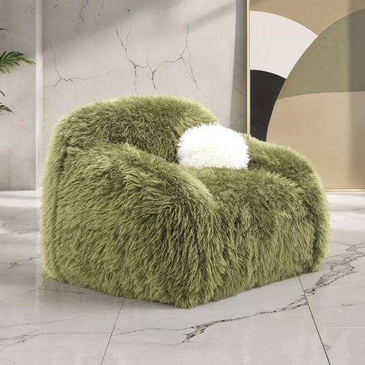Dawna Fluffy Swivel Single Sofa - Green