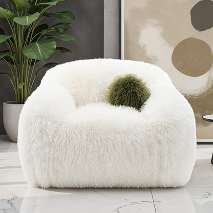 Dawna Fluffy Single Swivel Sofa - White