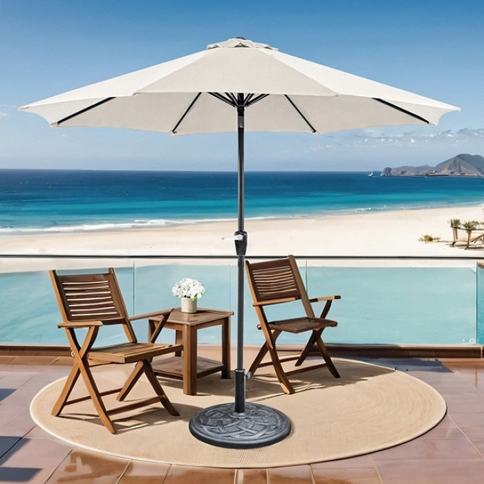 Solia 9' Outdoor Umbrella w/ Auto Tilt + 21" Round Base