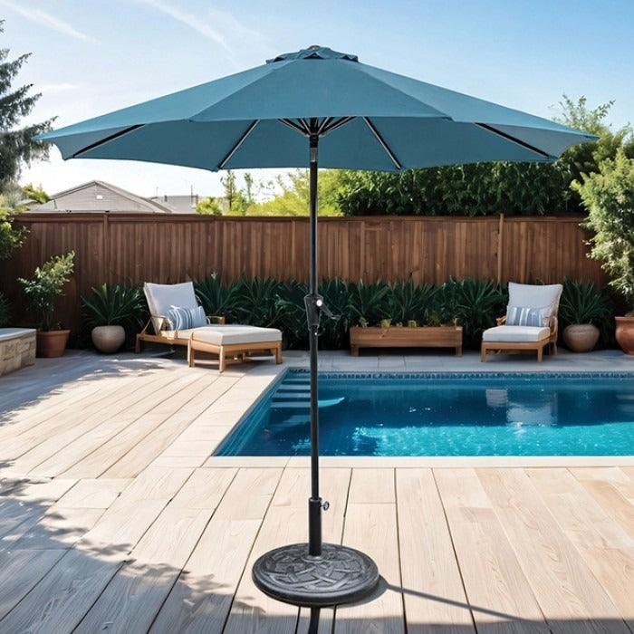 Talno 9' Outdoor Umbrella + 21" Round Base