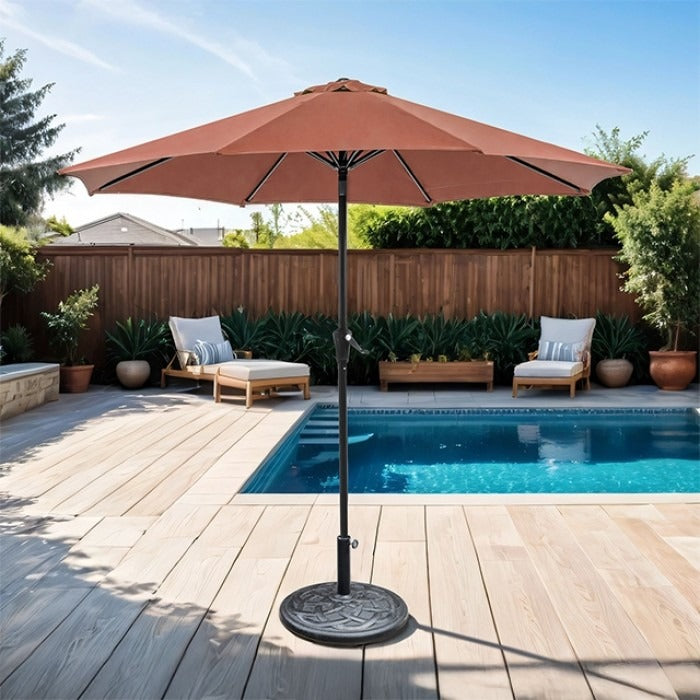 Talno 9' Outdoor Umbrella + 21" Round Base