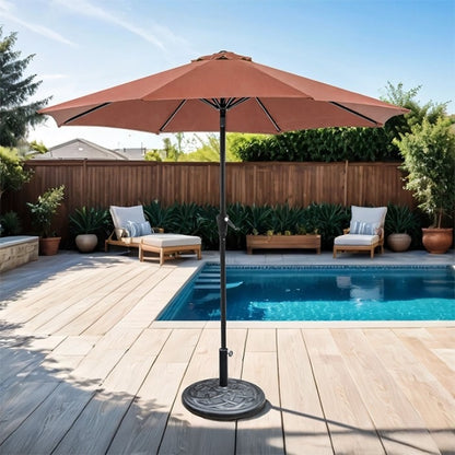 Talno 9' Outdoor Umbrella + 21" Round Base