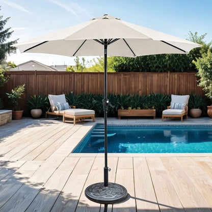 Talno 9' Outdoor Umbrella + 21" Round Base