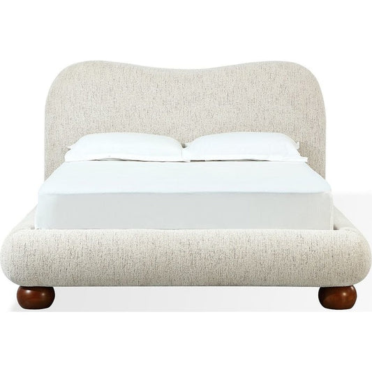 Afia Chenille Upholstered Wood Leg Platform Bed