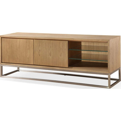 Ondine TV Console in Brushed Stainless Steel and Bisque