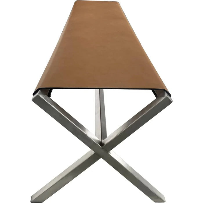 Ondine Director's Style Leather Dining Bench
