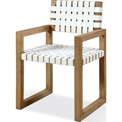Ondine Woven Leather Dining Arm Chair