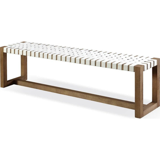 Ondine Woven Leather Dining Bench