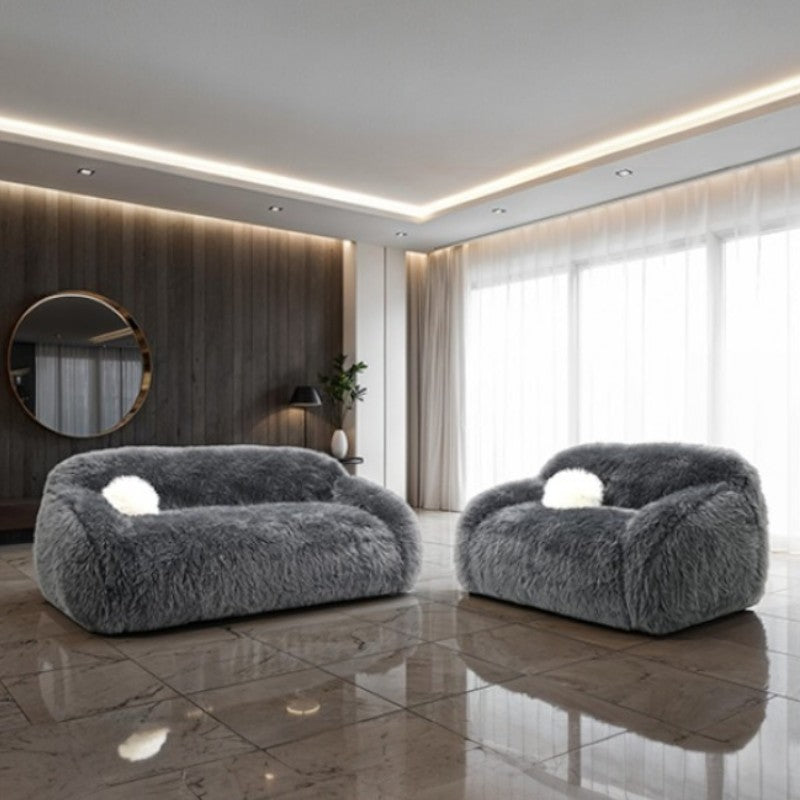 Dawna Fluffy Loveseat - Gray
