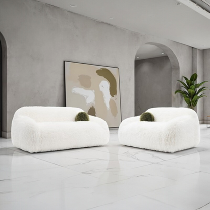 Dawna Fluffy Loveseat - White