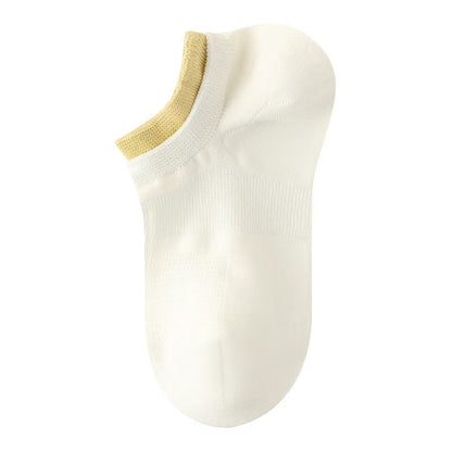 Women's Cotton Color-Block Low-Cut Socks - 4 Pairs (Random Colors) - Futu With . . .