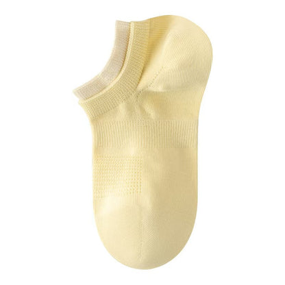 Women's Cotton Color-Block Low-Cut Socks - 4 Pairs (Random Colors) - Futu With . . .