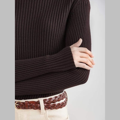 Ribbed Turtleneck Pullover Sweater - Futu With . . .